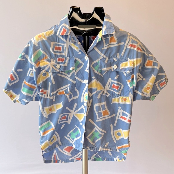 Vintage 90s Patterned Boscali Button Down Shirt - Petite - Picture 1 of 13
